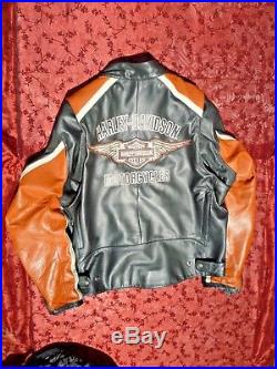 Blouson en cuir de marque Harley Davidson HD Motard Veste Moto Biker Café racer
