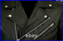 Blouson en cuir véritable Brando pour homme veste de motard Perfecto noir Marlon