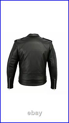 Blouson en cuir véritable Brando pour homme veste de motard Perfecto noir Marlon