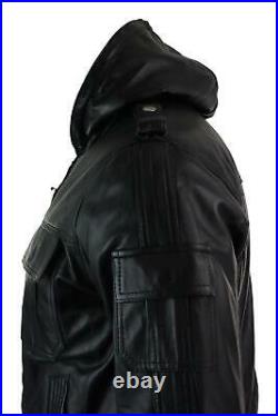 Blouson homme cuir véritable noir capuche coupe cintrée slim