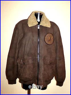 Blouson, jacket, veste WRANGLER, taille XL, cuir agneau, indian, NEUF, auth