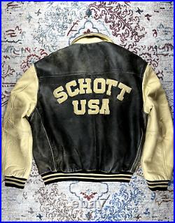 Blouson teddy cuir Schott NYC USA vintage leather jacket
