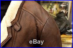 Blouson veste en cuir mouton shearling marron vintage des années 80 homme L/XL