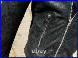 Blouson veste en cuir noir vintage porté taille XL pour homme