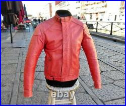 Blouson veste en cuir rouge Lion Belstaff moto vintage 90s taille 44