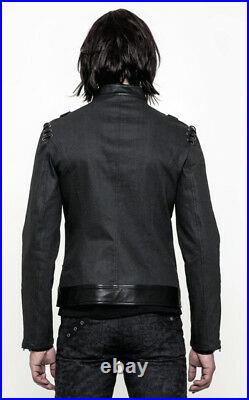 Blouson veste gothique punk jeans huilé cuir anneaux métal laçage PunkRave Homme