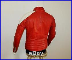 Blouson veste motard moto cuir blanc rouge vintage biker caferacer IXS taille S