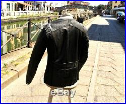 Blouson veste moto en cuir blanche noir vintage biker caferacer taille M