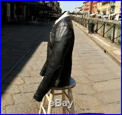 Blouson veste moto en cuir blanche noir vintage biker caferacer taille M