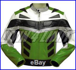 Blouson veste moto en cuir motard vetements vert neuf