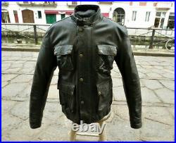 Blouson veste moto en cuir noir vintage biker caferacer Belstaff 90s taille XL