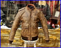 Blouson veste moto en cuir pour homme vintage HEIN GERICKE marron âgé taille M