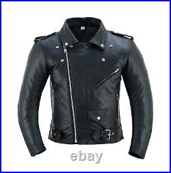 Brando Veste Cuir Moto Doux Cuir Classique Cruiser Motard Manteau