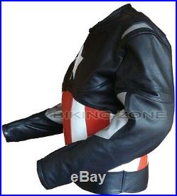 Captain America Style Noir pour Hommes Ce Protection Moto / Veste Cuir Moto