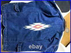 Chimayo Jeans Daim Veste Combinaison Blouson Homme L Cuir Broderie Vintage