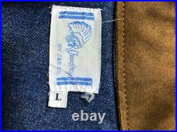 Chimayo Jeans Daim Veste Combinaison Blouson Homme L Cuir Broderie Vintage