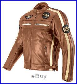 Classic Veste de moto en cuir vintage, rétro chopper Blouson moto marron gr. S