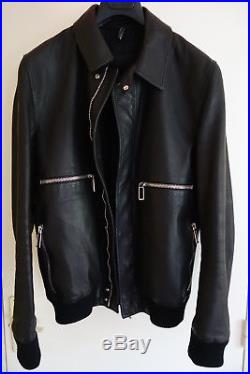 DIOR HOMME Blouson Veste Jacket Cuir Leather Black 50 M Col R Zip CD AW09 FW09