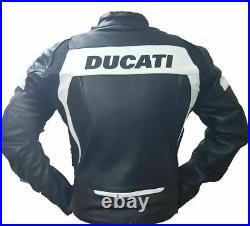 DUCATI Veste Motard en Cuir Hommes Veste en Cuir de Moto Veste en Cuir de Motard