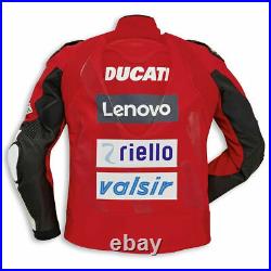 DUCATI Veste en Cuir de Motard Veste en Cuir de Moto Hommes Veste Motard en Cuir