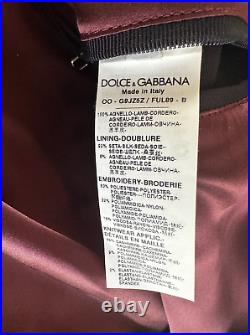 Dolce & Gabbana Varsity Blouson Bomber Veste Agneau Cuir Collège Uni XS