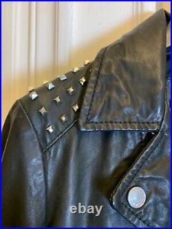 Dsquared Blouson Cuir Cloute Studded Leather Jacket Taille It40 Fr36
