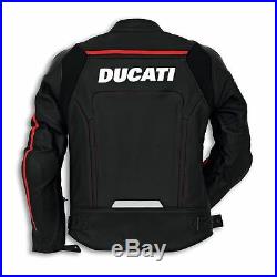 Ducati Corse Noir Racer Moto / Moto Veste Cuir Approuvé Ce