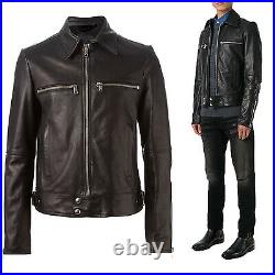 Giacca Giubbotto in Pelle Uomo Men Leather Jacket Veste Blouson Homme Cuir R41a