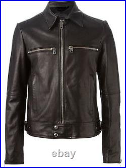 Giacca Giubbotto in Pelle Uomo Men Leather Jacket Veste Blouson Homme Cuir R41a