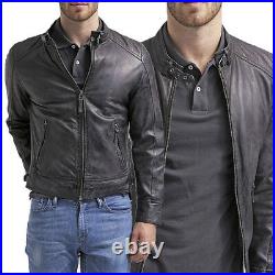Giacca Giubbotto in Pelle Uomo Men Leather Jacket Veste Blouson Homme Cuir R67a
