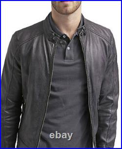 Giacca Giubbotto in Pelle Uomo Men Leather Jacket Veste Blouson Homme Cuir R67a