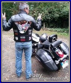 Gilet jacket cut en cuir Aigle / Live To Ride Biker custom eagle vest