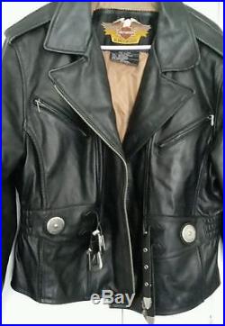 Harley Davidson Veste Blouson Cuir Noir Epais Taille M/l