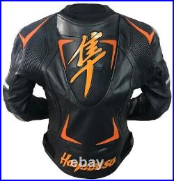 HAYABUSA SUZUKI Courses Veste en Cuir de Moto Hommes Veste Motard en Cuir 58