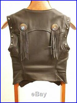 Harley Davidson Gilet Cuir/Leather Vintage Motorcycle Vest Femme/Woman
