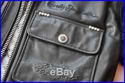Harley davidson blouson veste cuir femme vintage noir taille S