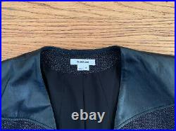 Helmut Lang femme SZ 6 noir métallisé Sergé Agneau Cuir 1 Bouton Blazer Jacket