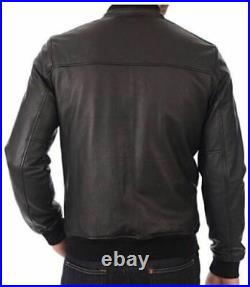 Homme Veste Cuir Noir Blouson Moto Motard Véritable Peau de Mouton Douce Costume