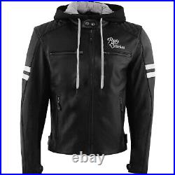 Hommes Moto Veste en Cuir Rusty Stitches Super Jari Capuche v2 Avec Capuche