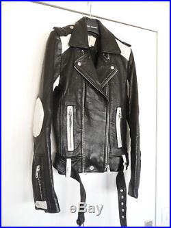 IRO veste perfecto SALLIE blouson cuir bicolore T. 0 / leather biker jacket XS