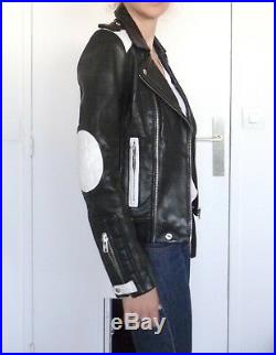 IRO veste perfecto SALLIE blouson cuir bicolore T. 0 / leather biker jacket XS