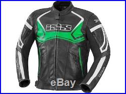 IXS Hype noir vert blanc robuste Hommes Blouson moto Veste en cuir Protecteurs