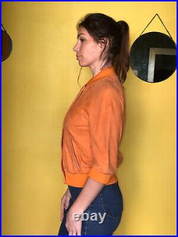 Jolie veste blouson en cuir suede orange TO BE G firenze taille 38 fr (M) NEUVE