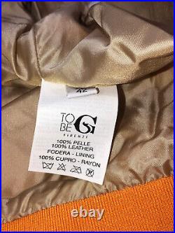 Jolie veste blouson en cuir suede orange TO BE G firenze taille 38 fr (M) NEUVE