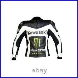 Kawasaki Hommes Moto Veste en Cuir Courses MOTOGP Motard Blousons Cuir Vestes CE