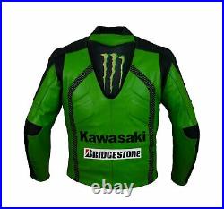 Kawasaki Hommes Moto Veste en Cuir Courses MOTOGP Motard Blousons Cuir Vestes CE