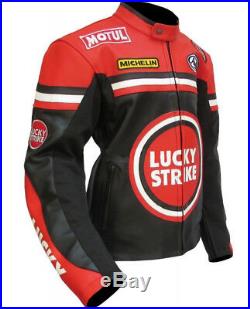 Lucky Strike Noir Vachette Véritable Cuir Motard Moto Veste pour Motocycliste