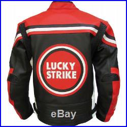 Lucky Strike Noir Vachette Véritable Cuir Motard Moto Veste pour Motocycliste