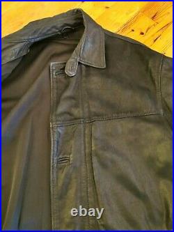 Manteau RUFFO Made in Italy Cuir Leather Taille XXL Veste Jacket blouson marron