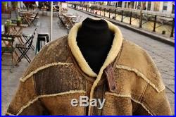 Manteau blouson veste en cuir de Mouton shearling original vintage 80 ans tg L